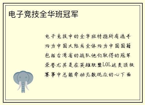 电子竞技全华班冠军
